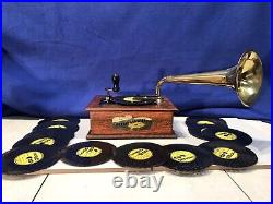 Vintage Antique Thorns Gramophone Swiss, Disc Player music Box, 14 Discs