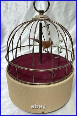 Vintage Antique Wind-Up Bird in a Cage Music Box and Jewelry Box WORKS