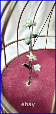 Vintage Antique Wind-Up Bird in a Cage Music Box and Jewelry Box WORKS