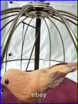 Vintage Antique Wind-Up Bird in a Cage Music Box and Jewelry Box WORKS