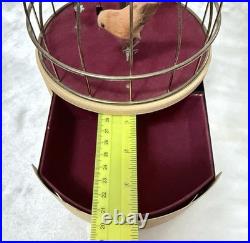 Vintage Antique Wind-Up Bird in a Cage Music Box and Jewelry Box WORKS