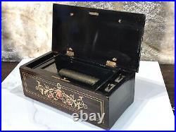 Vintage Antique swiss cylinder music box With 8 Airs, Song, Nice Working
