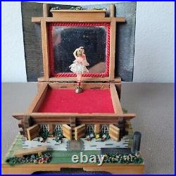 Vintage Around The World In 80 Days Wood Chalet Dancing Ballerina Music Box