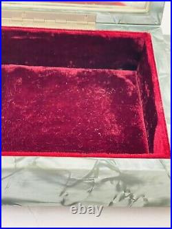 Vintage Art Deco Italy Rare Cracked Ice Marbelized Jewelry Music Box