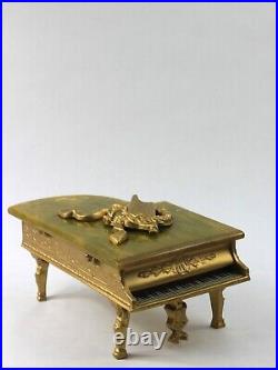 Vintage Bakelite Grand Piano Music Trinket Box Thorens Swiss Gold Gilt Verdi