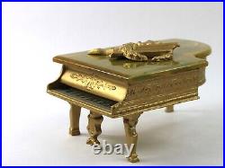 Vintage Bakelite Grand Piano Music Trinket Box Thorens Swiss Gold Gilt Verdi