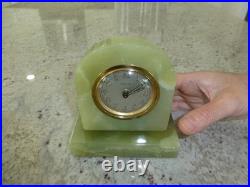 Vintage Bayard Genuine Green Onyx Analogue Clock Made in France Just Serviced