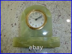 Vintage Bayard Genuine Green Onyx Analogue Clock Made in France Just Serviced