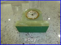 Vintage Bayard Genuine Green Onyx Analogue Clock Made in France Just Serviced Vintage Bayard Genuine Green Onyx Analogue Clock Made in France Just Serviced