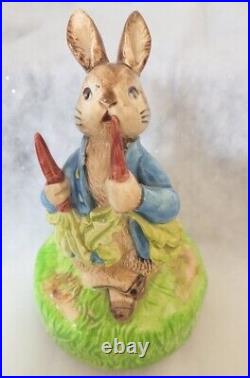 Vintage Beatrix Potter Peter Rabbit Ceramic Figurine Music Box by Schmid