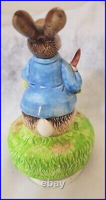 Vintage Beatrix Potter Peter Rabbit Ceramic Figurine Music Box by Schmid