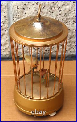 Vintage Bird Cage Music Box Automaton Automated Moving Bird Antique