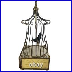 Vintage Black Bird in Cage Music Box