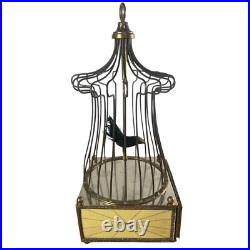 Vintage Black Bird in Cage Music Box