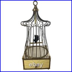 Vintage Black Bird in Cage Music Box