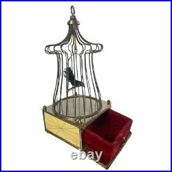 Vintage Black Bird in Cage Music Box