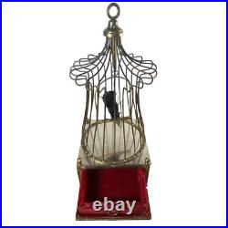 Vintage Black Bird in Cage Music Box