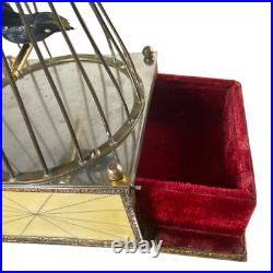 Vintage Black Bird in Cage Music Box