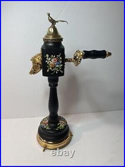 Vintage Boar & Pheasant Pepper Mill Grinder Reuge Music Box Alouette Black