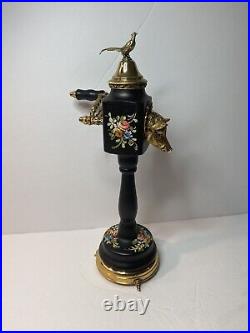 Vintage Boar & Pheasant Pepper Mill Grinder Reuge Music Box Alouette Black