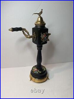 Vintage Boar & Pheasant Pepper Mill Grinder Reuge Music Box Alouette Black