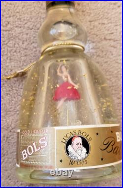 Vintage Bols Dancing Ballerina Music Box Gold Flake Snowglobe Bottle Sealed Work