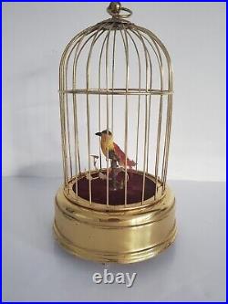 Vintage Brass Bird Cage Music Box Made in West Germany H 10