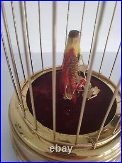 Vintage Brass Bird Cage Music Box Made in West Germany H 10