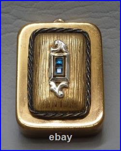 Vintage Breitler Switzerland Music Box Pendant with Blue Rhinestones Works