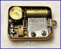 Vintage Breitler Switzerland Music Box Pendant with Blue Rhinestones Works