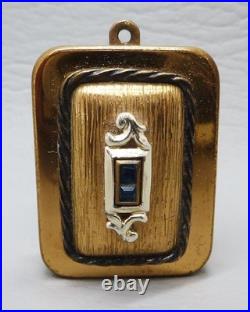 Vintage Breitler Switzerland Music Box Pendant with Blue Rhinestones Works
