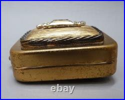 Vintage Breitler Switzerland Music Box Pendant with Blue Rhinestones Works