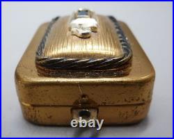Vintage Breitler Switzerland Music Box Pendant with Blue Rhinestones Works