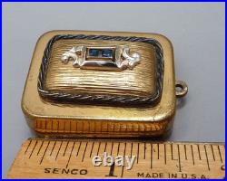 Vintage Breitler Switzerland Music Box Pendant with Blue Rhinestones Works