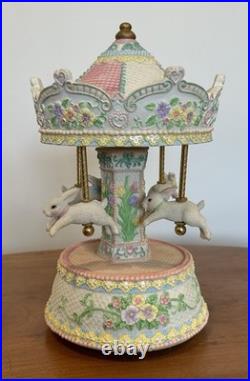 Vintage Bunny Carousel Merry Go Round Music Box