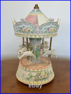 Vintage Bunny Carousel Merry Go Round Music Box