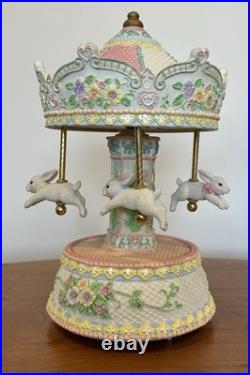 Vintage Bunny Carousel Merry Go Round Music Box