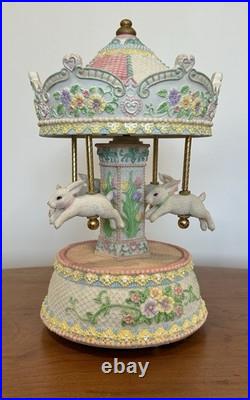 Vintage Bunny Carousel Merry Go Round Music Box