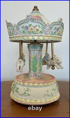 Vintage Bunny Carousel Merry Go Round Music Box