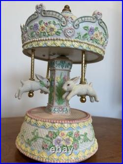 Vintage Bunny Carousel Merry Go Round Music Box