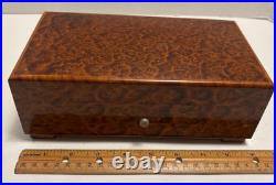 Vintage Burl Wood REUGE Swiss Music Box 3 Songs 50 Tooth Comb 9x5x3