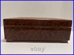 Vintage Burl Wood REUGE Swiss Music Box 3 Songs 50 Tooth Comb 9x5x3
