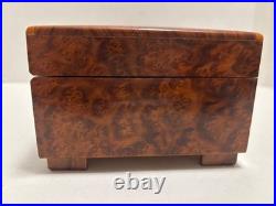 Vintage Burl Wood REUGE Swiss Music Box 3 Songs 50 Tooth Comb 9x5x3