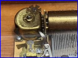 Vintage Burl Wood REUGE Swiss Music Box 3 Songs 50 Tooth Comb 9x5x3