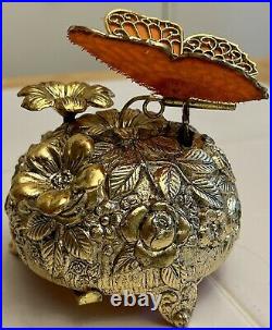 Vintage Butterfly Moving Wings Automaton Mechanical Wind Up Music Box Westland