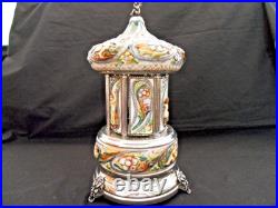 Vintage Capodimonte Italian Cherub Musical Lipstick Holder Carousel T 13.5