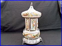 Vintage Capodimonte Italian Cherub Musical Lipstick Holder Carousel T 13.5