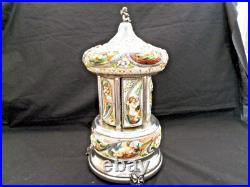 Vintage Capodimonte Italian Cherub Musical Lipstick Holder Carousel T 13.5