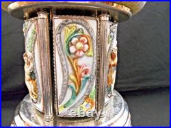 Vintage Capodimonte Italian Cherub Musical Lipstick Holder Carousel T 13.5