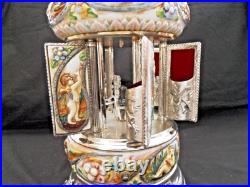 Vintage Capodimonte Italian Cherub Musical Lipstick Holder Carousel T 13.5